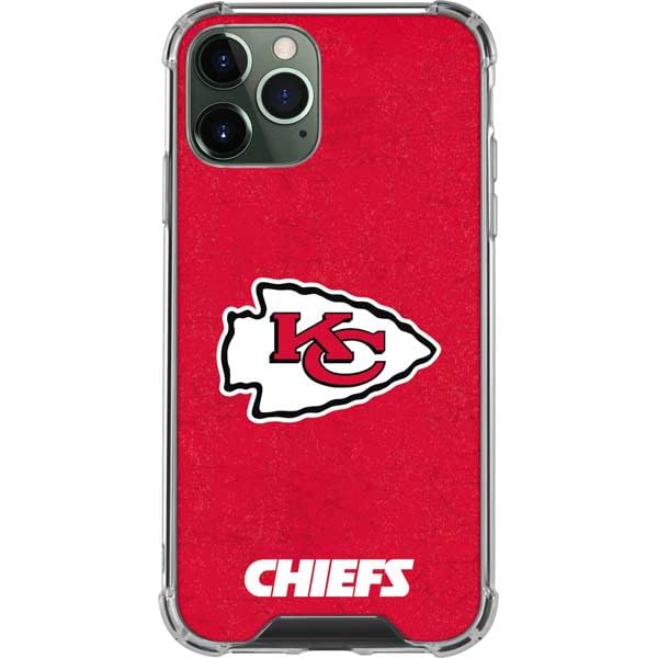 Skinit Clear Phone Case Compatible with iPhone 11 Pro Max - Officially Licensed NFL Kansas City Chiefs Distressed Design