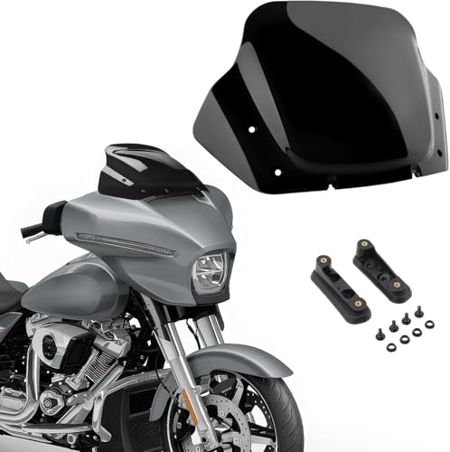 Image of Black 14 inch Wave Windshield Windscreen Wind Splitter Compatible for Harley Davidson CVO Street Glide FLHXSE 2023-2024, Street Glide FLHX 2024-up