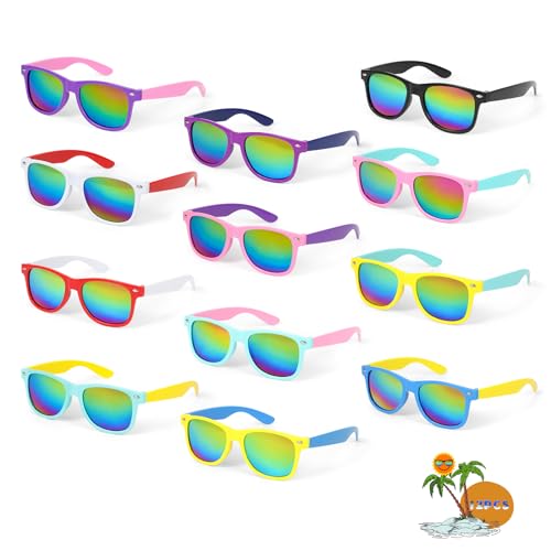 Hifot 12 Pack Gafas de Sol Niño, Gafas de Sol Retro de Neón Colores para Niños y Niñas de 3 a 8 Años, Gafas de Sol Fiesta Gafas Fiesta, Accesorios para Fiestas de Cumpleaños Verano Playa y Piscina