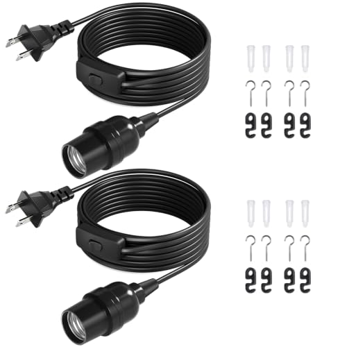 DiCUNO Pendant Light Cord, for Hanging Paper Lantern, 13 Ft, Black, 2-Pack