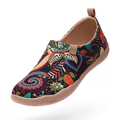 Image of UIN Women's Slip On Shoes Colorful Comfortable Lightweight Art Travel Sneakers Casual Floral Stylish Everyday Loafers