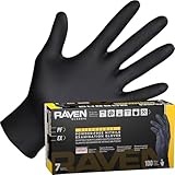 SAS Safety 66519 Raven Powder-Free Disposable Black Nitrile 6 Mil Gloves, Extra Large, 100 Gloves by Weight