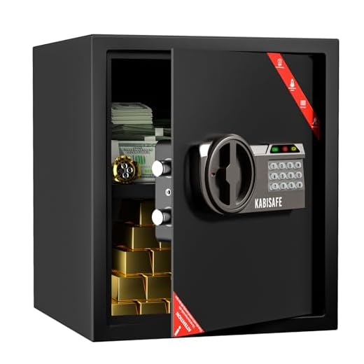 KABISAFE Caja Fuert Convencionale, Caja Fuerte con Codigo, Luz de Sensor de Bloqueo de Llave de Seguridad, Caja Fuerte Electrónica para el Hogar, Negocios, Oficina, Joyería, Pistola, 43 L
