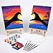 VOCHIC Sip and Paint Kit,Pre Drawn Canvas Couples Paint Party Kit Painting Art Set for Adults Date Night Sunset Heart 2 Pack (8 x 10 Inches)