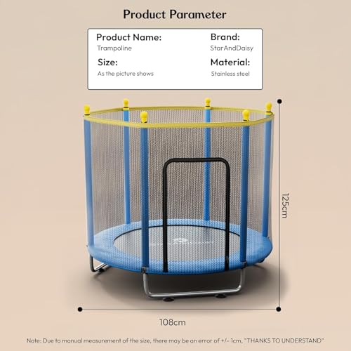 Image of StarAndDaisy Trampoline for Kids at Home with Safety Net Indoor & Outdoor Trampoline / 120KG Loading Capacity with Stainless Steel Frame & Legs -55 inch, 4.5 Feet - Blue