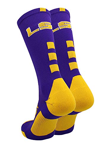 Tck Lsu Baseline Crew Socks (Purple/Gold, Large) #TOP1