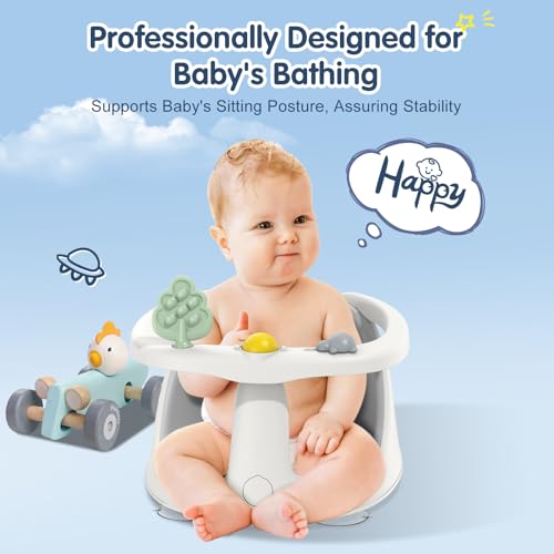 Image of Baby Bath Seat for Babies 6 Months & Up, Non-Slip Bath Seats for Babies Sitting up,Bath tub Seat with Suction Cups,Safe & Comfortable Bath Chair Baby, Gray