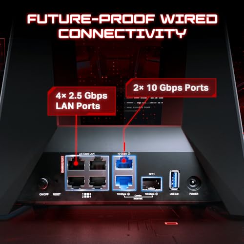 TP-Link Tri-Band BE19000 Wi-Fi 7 Gaming Router Archer GE800 | 12-Stream 19 Gbps | 2ร10G + 4ร2.5G Ports, USB 3.0 | Turbo Acceleration, Dedicated Gaming Port & Panel, RGB Lighting | EasyMesh, HomeShield - Image 5