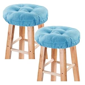 Bar Stool Covers Set of 2, Stool Covers Round with Elastic Band Pad, Soft Stool Seat Covers, Nonslip and Washable, 12 Inch, Light Blue