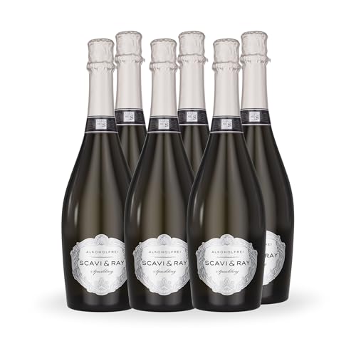 SCAVI & RAY alkoholfreier Sekt Sparkling 6 x 0,75l - 0,0% Alkohol, halbtrocken, fruchtig-frischer Schaumwein mit eleganter Perlage ohne Alkohol – perfekt für stilvolle & alkoholfreie Momente