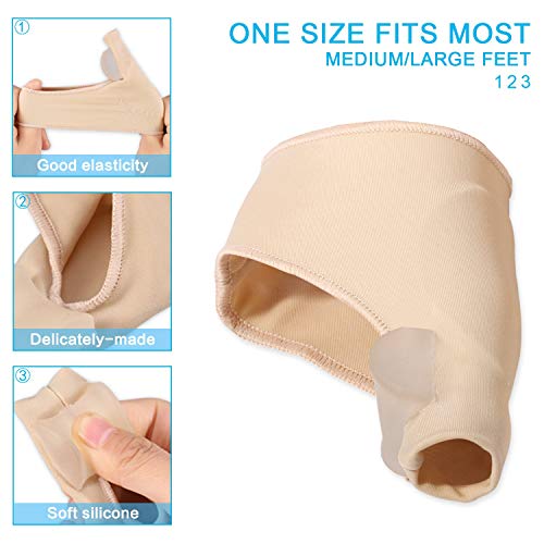 Gel Pad Bunion Corrector Protector Sleeves with Gel Toe Separators Spacers Straightener and Spreader 2 Booties Easy Wear Day or Night for Hallux Valgus Bunion Pain Relief Big Toe Alignment (1 Pair)
