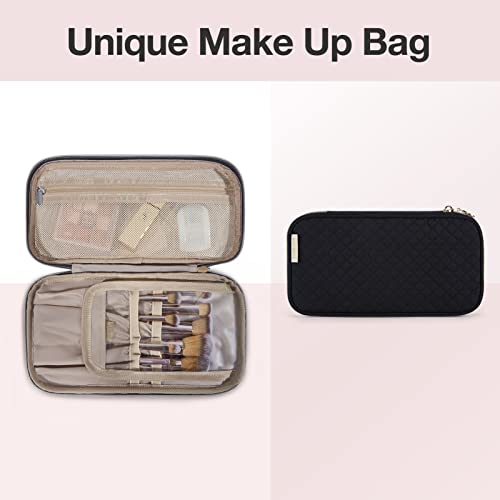 Image of Hanging Toiletry Bag, BAGSMART Toiletry Bag for Women with Makeup Brush Bag, Water-resistant Travel Makeup Bag Organizer with Hanging Hook for Full Sized Toiletries,Travel Accessories, Black