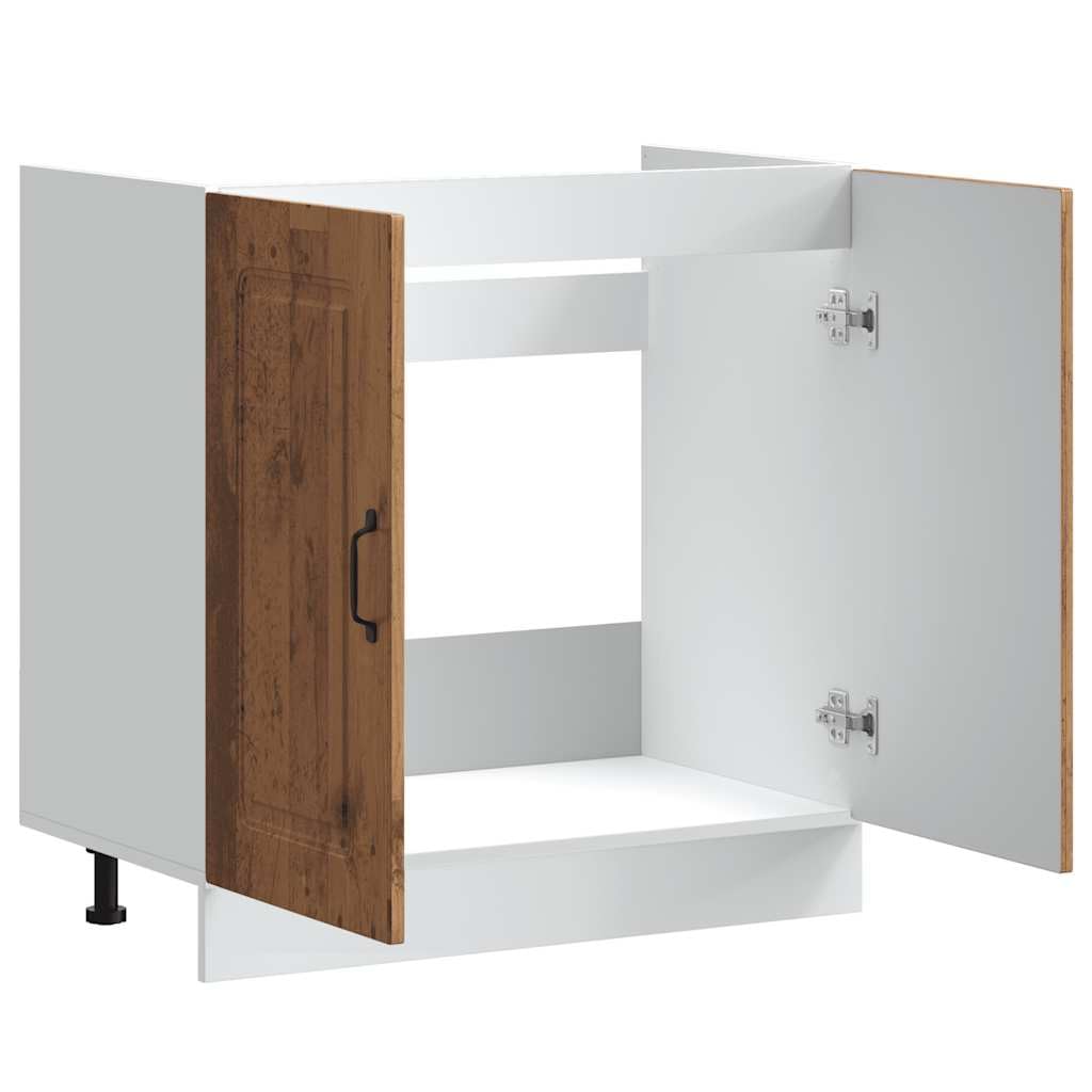 IKAYAA Armario Bajo para Fregadero Kalmar, Mueble Fregadero Cocina, sin encimera, 80 x 46 x 81.5 cm Madera Antigua