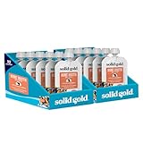 Solid Gold Bone Broth Cat Food Topper - Limited Ingredient Lickable Cat Broth Pouches w/Salmon Protein Shreds & Collagen for Hydration & Gut Support - Easy to Serve Gravy for Cats Meal Topper - 12ct