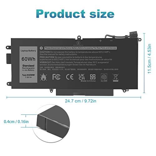 Image of ASUNCELL 60Wh K5XWW Battery for Dell Latitude 5289 7389 7390 2-in-1 Series Notebook L3180 P29S001 P29S002 Laptop 6CYH6 71TG4 725KY J0PGR N18GG, 7.6V 3-Cell (NOT fits for Latitude 7390 Series)