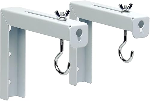 Universal Projector Screen Wall Mounted, 1 Pair L-Brackets, Adjustable Hook Kit - White