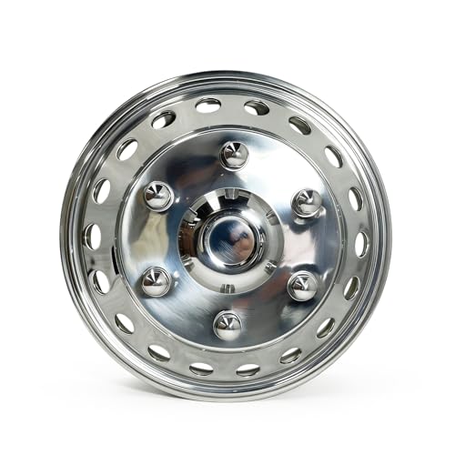 Image of 4pcs 16 inch Polished 304 Stainless Steel Wheel Simulators for Sprinter Van | 07-25 Dodge Sprinter Van, Dually 6 Lug 18 Hand Hole, Snap On Hubcaps, 07-25 Mercedes /Freightliner Sprinter Van