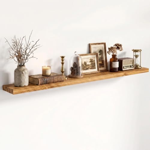 Image of Fun Memories 55 inch Wall Mounted Floating Shelves, Natural Elm Wood, 1 Pack