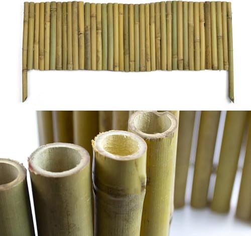 KARAT Bordure de Parterre en Bambou - Bordure de Parterre Flexible - Clôture à emboîter - Bordure de Gazon - Palissade - Délimitation pour Fleurs et...