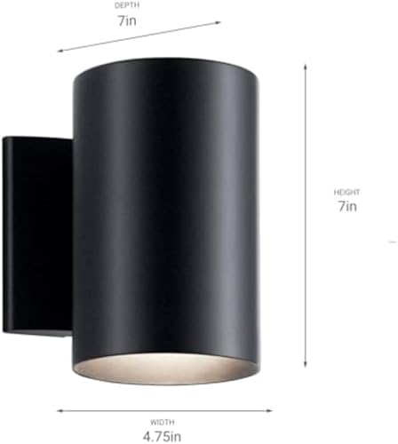 Miniatura 2 de Kichler Cilinders 9234BK - Aplique de pared exterior de 7 pulgadas, color negro, lámpara de pared exterior de 1 luz, accesorio cilíndrico, (7