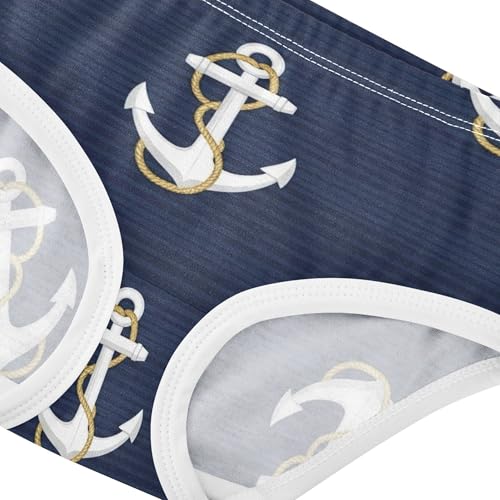 Cotton Toddler Girls Underwear White Anchors Gold Blue Cute Panties Girl Artistic Undies Kids Briefs 2t4