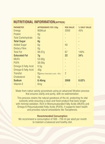 Image of Gem's Gold Cold pressed Groundnut /Peanut Oil 500 Ml | Smart Bottle Helps 30% lesser Oil consumption | Marachekku, Chemical Free | Kacchi Ghani /Chekku Cooking Oil