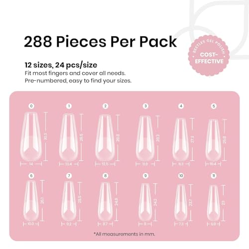 Image of Beetles Coffin Long Gel Nail Tips -Pre-Etched Half Matte Full Cover