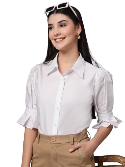 style quotient Women Solid White Polycotton Formal Shirt-picture-27