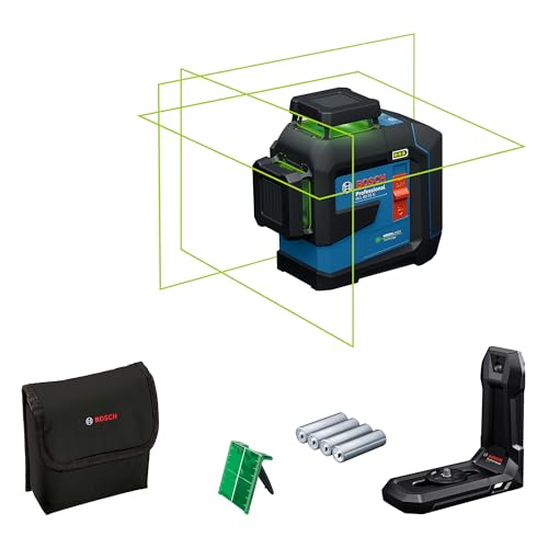 Bosch Professional Nivel láser GLL 80-33 G (soporte LB 10, láser verde, alcance de hasta 30 metros, doble fuente de alimentación, 4 pilas LR6 de 1,5 V, bolsa protectora)