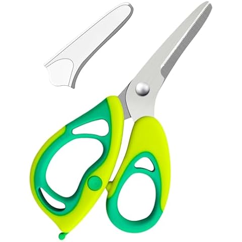 KUONIIY Baby Food Scissors,Healthy Portable Cute Kitchen Scissors with Dust Cover and Storage Travel Case Cover