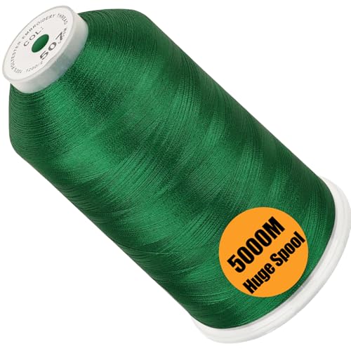 Image of New brothread - Single Huge Spool 5000M Each Polyester Embroidery Machine Thread 40WT for Commercial and Domestic Machines - Emerald Green