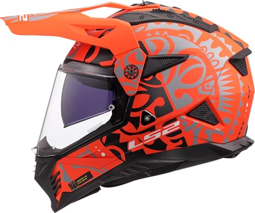 Casque cross LS2 Pioneer II Rangi orange mat avec visière solaire