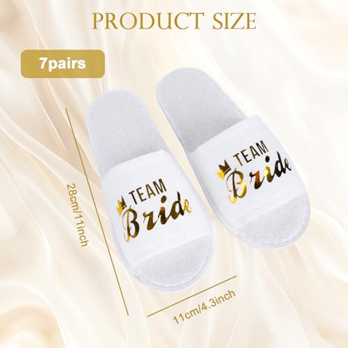 7 Pairs Disposable Bridesmaid Slippers, White Bride Slippers for Wedding Day, Bride Tribe Bridal Party Slipper Gifts2