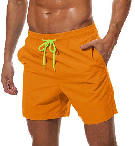 MAGCOMSEN Calção de banho masculino de secagem rápida com forro de malha, shorts de praia, shorts de