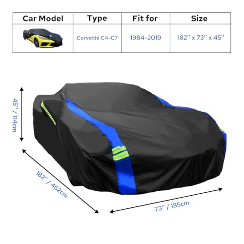 Image of Avecrew for Chevrolet Corvette C4 /C5 /C6 /C7 Car Cover Waterproof All Weather for Automobiles, Outdoor Full Exterior Covers Fit 1984-2019 Corvette C4 /C5 /C6 /C7 with Windproof Strap and Driver Door Zipper