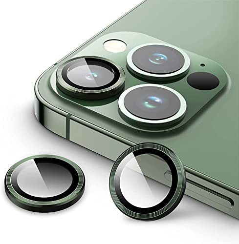MAYA BALLE® Camera Lens Protector Compatible for iPhone 13 Pro/iPhone 13 Pro Max, [Anti-Scratch] Premium Tempered Glass Film Aluminum Alloy Lens Ring Cover – Green