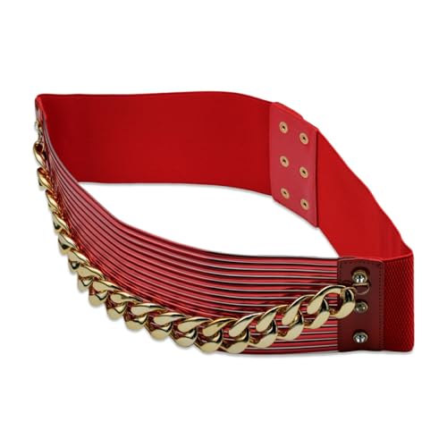 Elastic Punk Body Chain Fringe Wide Belt Trendy Waistband PU Dress Girdle for Women Big Female Accessories3