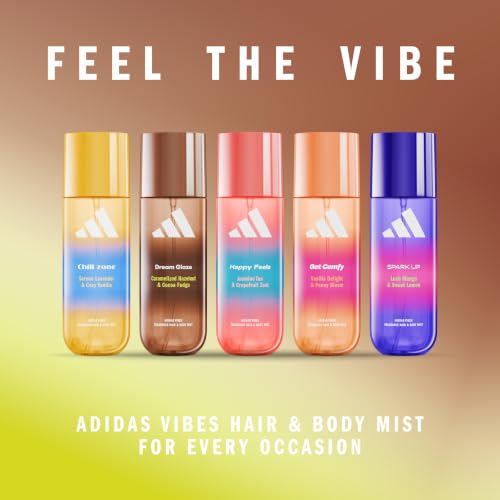 Image of adidas Vibes Dream Glaze Fragrance Hair & Body Mist for Women, Mood-Boosting, Notes of Caramelised Hazelnut & Cocoa Fudge, For Any Occasion, 7.9oz