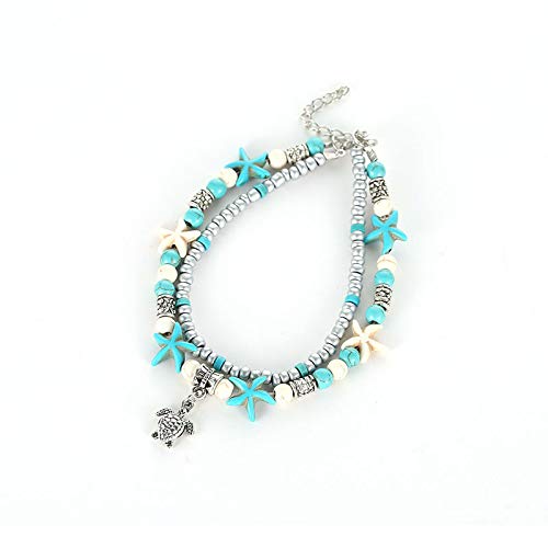 Boho Beach Beaded Anklets with Starfish & Turtle Charms-image-29