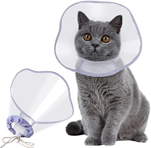 Crazy Felix Cat Cone, Cat Cones Alternative to Stop Licking and Scratching, Soft Cone for Cats After Surgery with Drawstrings, Comfortable Pet Cones for Cats to Recovery Wound