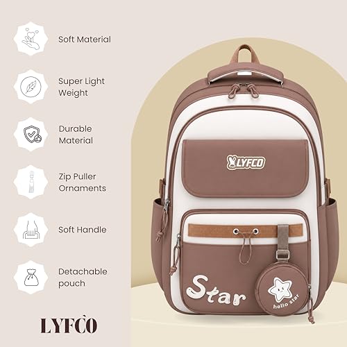 Image of School & College Backpack with Detachable Pouch | 18 Inch Large capacity bag for Girls & Boys Age of 12-16 years | Best for School, Tution, Travel, Camping