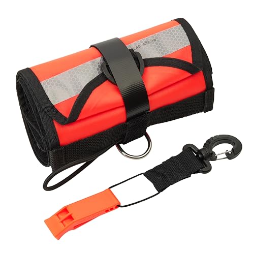 Phantom-Aquatics-SMB-Hi-Viz-Scuba-Dive-Signal-Marker-Buoy-Reflective-Stripe-Surface-Marking-Tube-Safety-Whistle