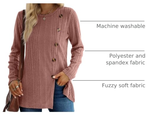 Image of XIEERDUO Long Sleeve Tops for Women Tunics Buttons Front Slit