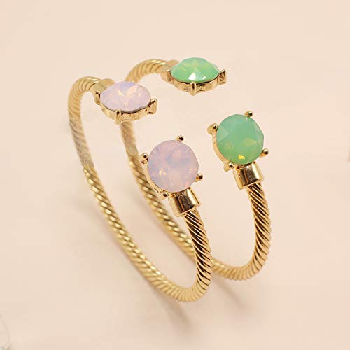 Miracle Collection Fashion Brass Open Cable Wire Stackable Bangle With 12Mm Crystal Rhinestone For Women & Girls Fashion  thumb #4