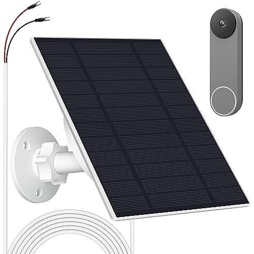 Solar Panel for Google Nest Doorbell (Battery), 5W Video Doorbell Solar Panel Charger with U Shape Port, IP66 Waterproof, 360° Adjustable Mount, 9.8ft Charging Cable