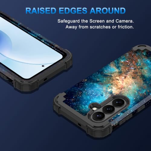 Rancase for Galaxy S26 Case,Three Layer Heavy Duty Shockproof Protection Hard Plastic Bumper +Soft Silicone Rubber Protective Case for Samsung Galaxy S26 5G,Glow in The Dark-Cyan Starry Shines - image 5
