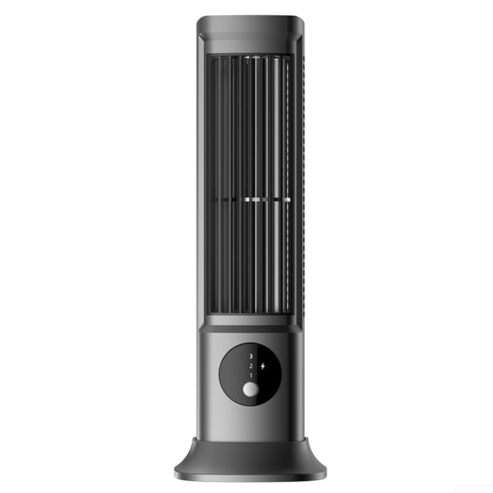 Axorafow Quiet Bladeless Tower Fan With 3 Settings And Portable USB Powerd For Use In Bedrooms Offices Dorm Rooms And Study Spaces(Gray)