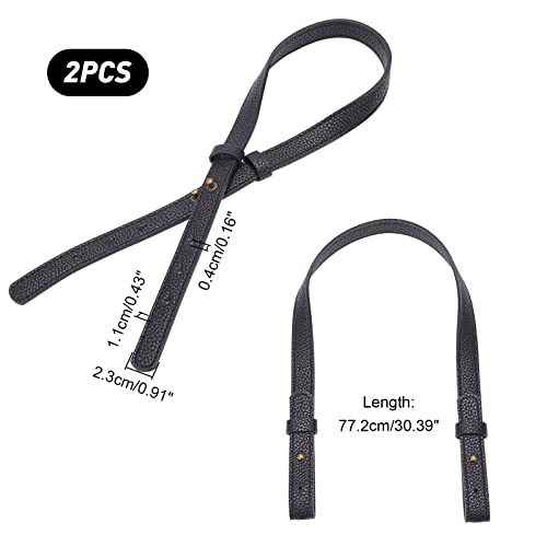 Image of WADORN 2pcs Leather Shoulder Bag Strap, 30.3 Inch Adjustable Purse Strap Replacement Handbag Strap Belt Tote Bag Strap with Rivets for Briefcase Messenger Bag Bucket Bag, 0.9 Inch Width, Black