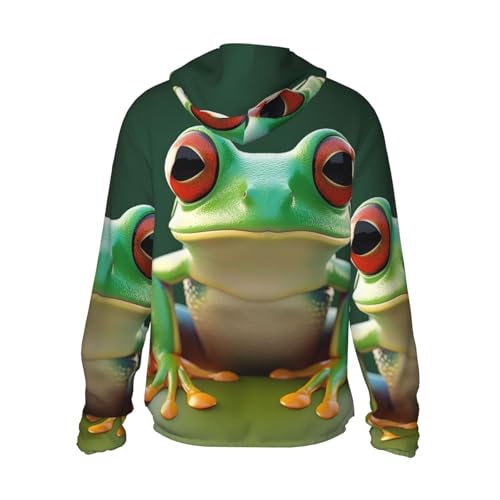 Men's UPF 50+ Sun Protection Hoodie Green Funny Frog Long Sleeve Sun Shirts Full Zip Light Fishing Jacket2