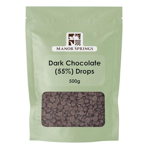 55% Dark Chocolate Drops 500g by Manor Springs for Baking, Desserts, Cookies, Cakes, Muffins, Cupcakes & Decorating